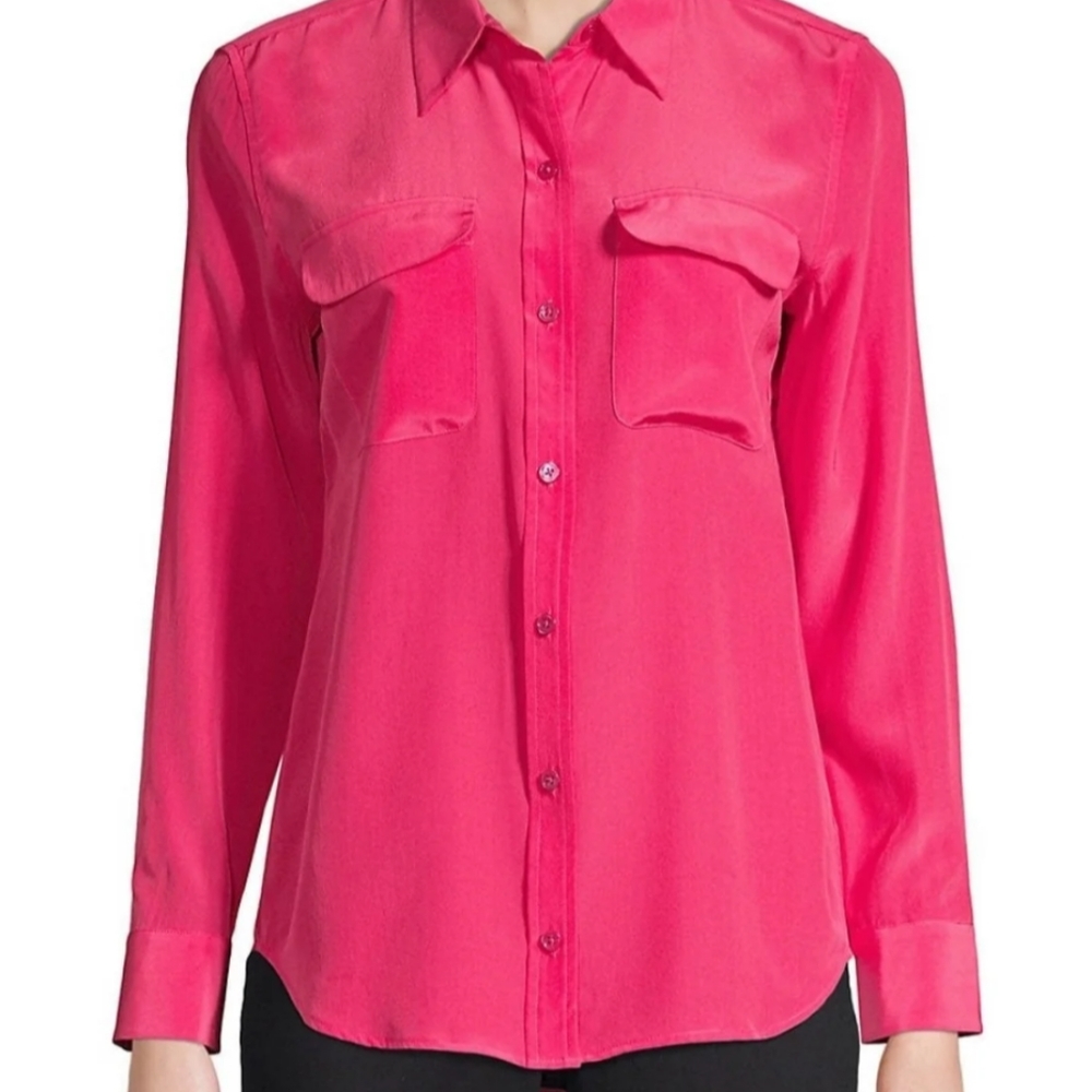 Equipment silk hot pink button down shirt NWT
